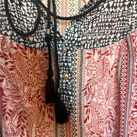 DR2 Split Neck Long Sleeve Sheer Print Top in Size 3X - Picture 5 of 9